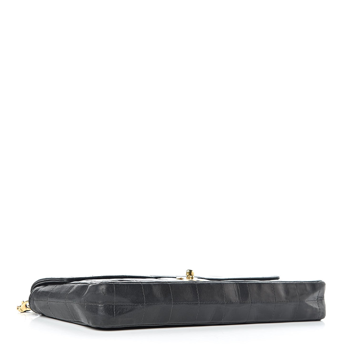 Lambskin East West Chocolate Bar Flap Black