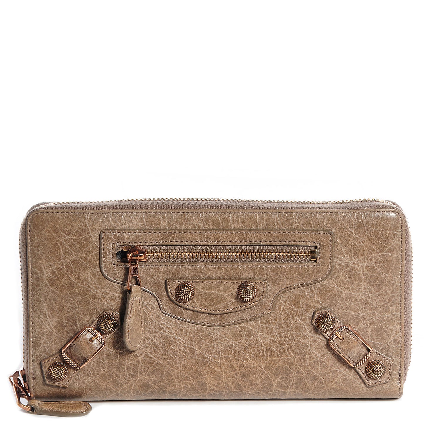 Agneau Giant 12 Rose Gold Hardware Continental Zip Around Wallet Gris Poivre
