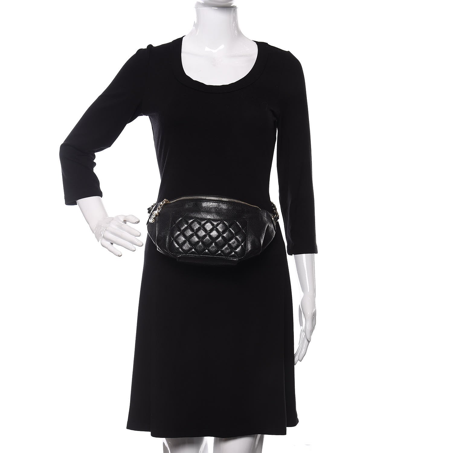 Chanel Crumpled Glazed Lambskin Quilted Waist Bag Fanny Pack Black 2 of 10
