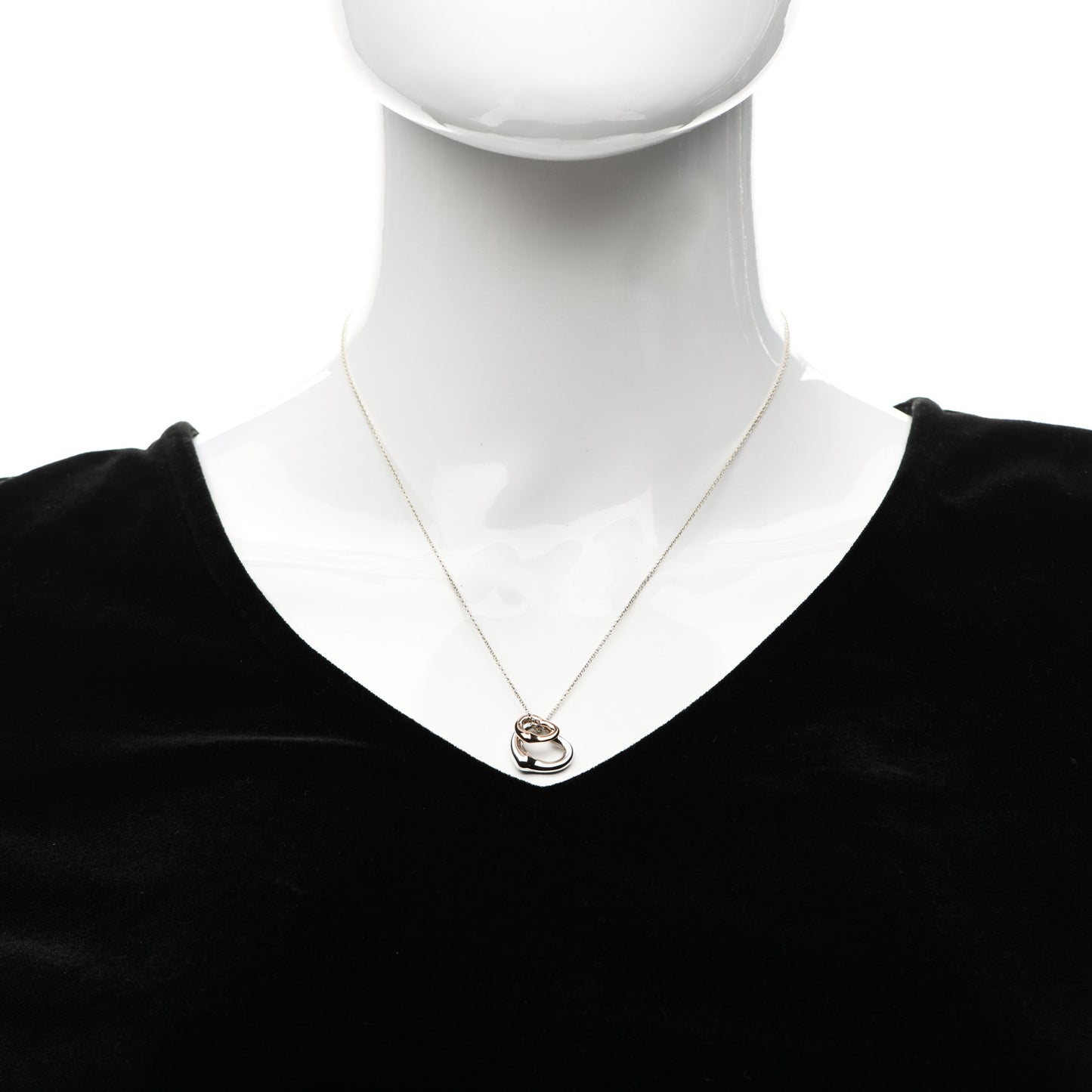 Sterling Silver 18K Rose Gold Elsa Peretti Extra Mini Double Open Heart Pendant Necklace