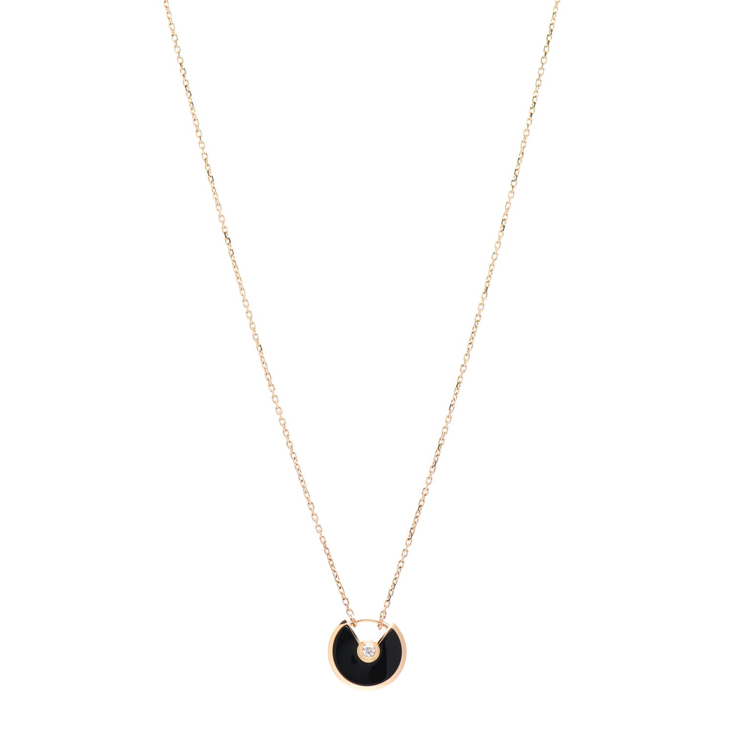 Cartier 18K Pink Gold Diamond Black Onyx XS Amulette de Cartier Pendant Necklace 1 of 5