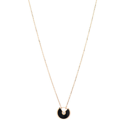 Cartier 18K Pink Gold Diamond Black Onyx XS Amulette de Cartier Pendant Necklace 1 of 5