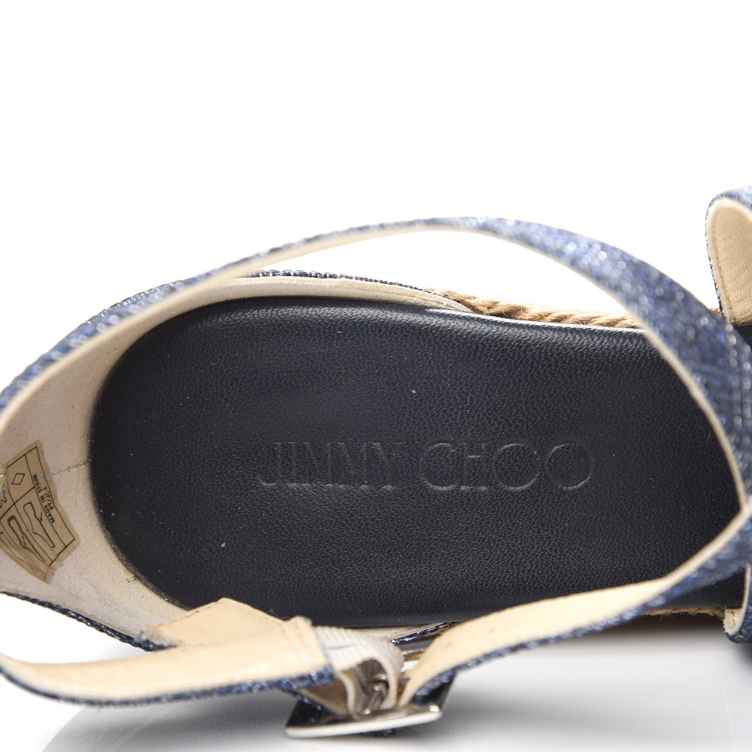 Jimmy Choo Denim Braided Portia 120 Platform Wedge Sandals 39 Navy 8 of 10