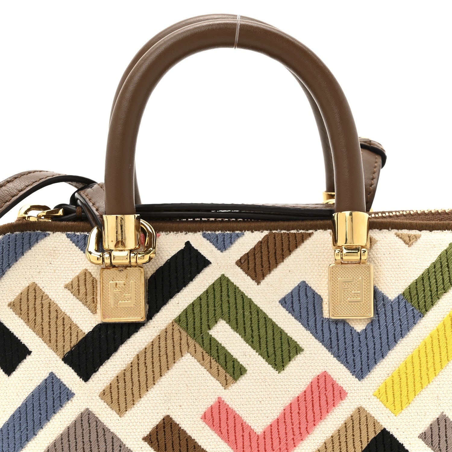 Fendi Canvas Vitello FF Multicolor Embroidered Mini By The Way Top Handle Boston Bag Multicolor 8 of 10