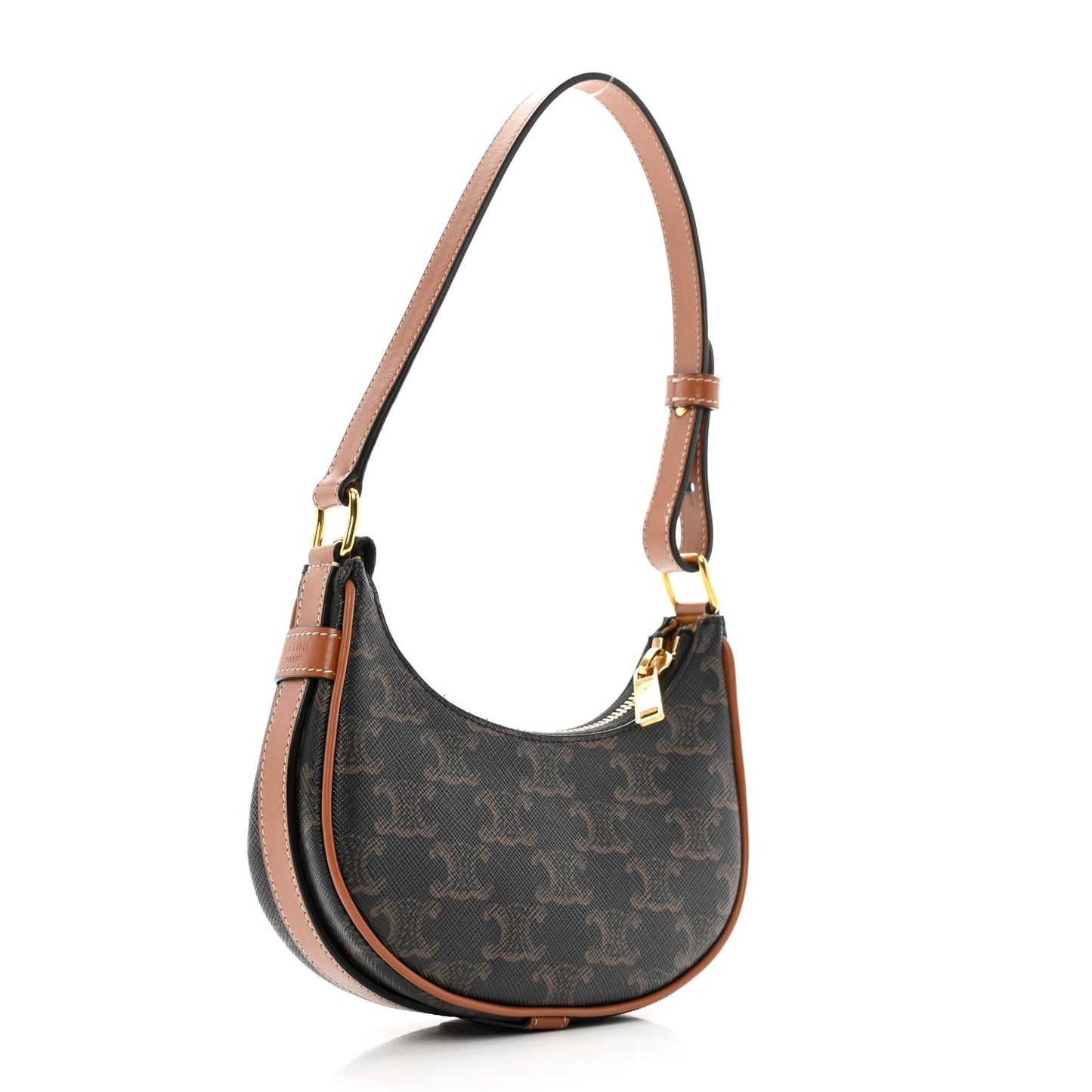 Canvas Calfskin Mini Ava Triomphe Shoulder Bag Tan