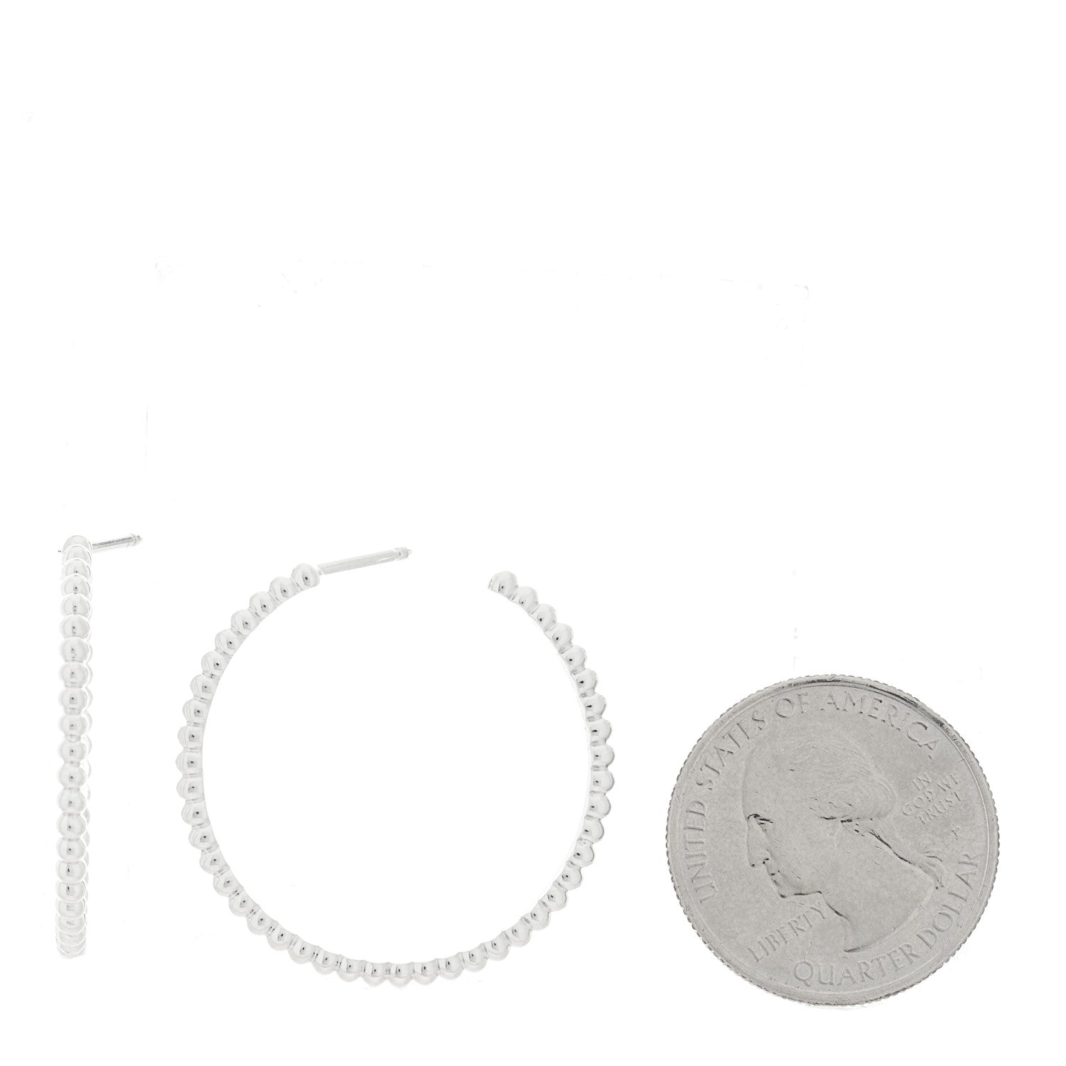 Van Cleef & Arpels 18K White Gold Small Perlee Hoop Earrings 2 of 5