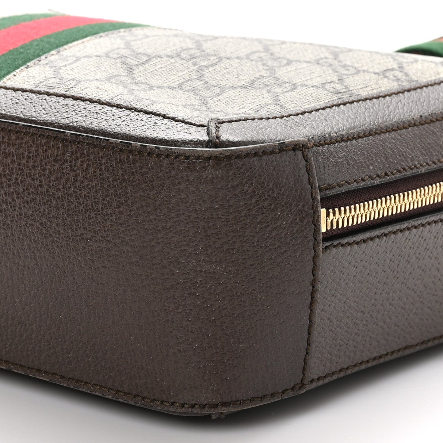 GG Supreme Monogram Web Small Ophidia Top Handle Shoulder Bag Brown