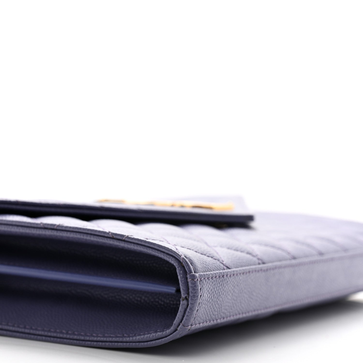 Saint Laurent Grain De Poudre Mixed Matelasse Triquilt Monogram Chain Wallet Mauve 9 of 13