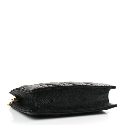 Christian Dior Calfskin Cannage Caro Zipped Pouch With Chain Black 4 of 9