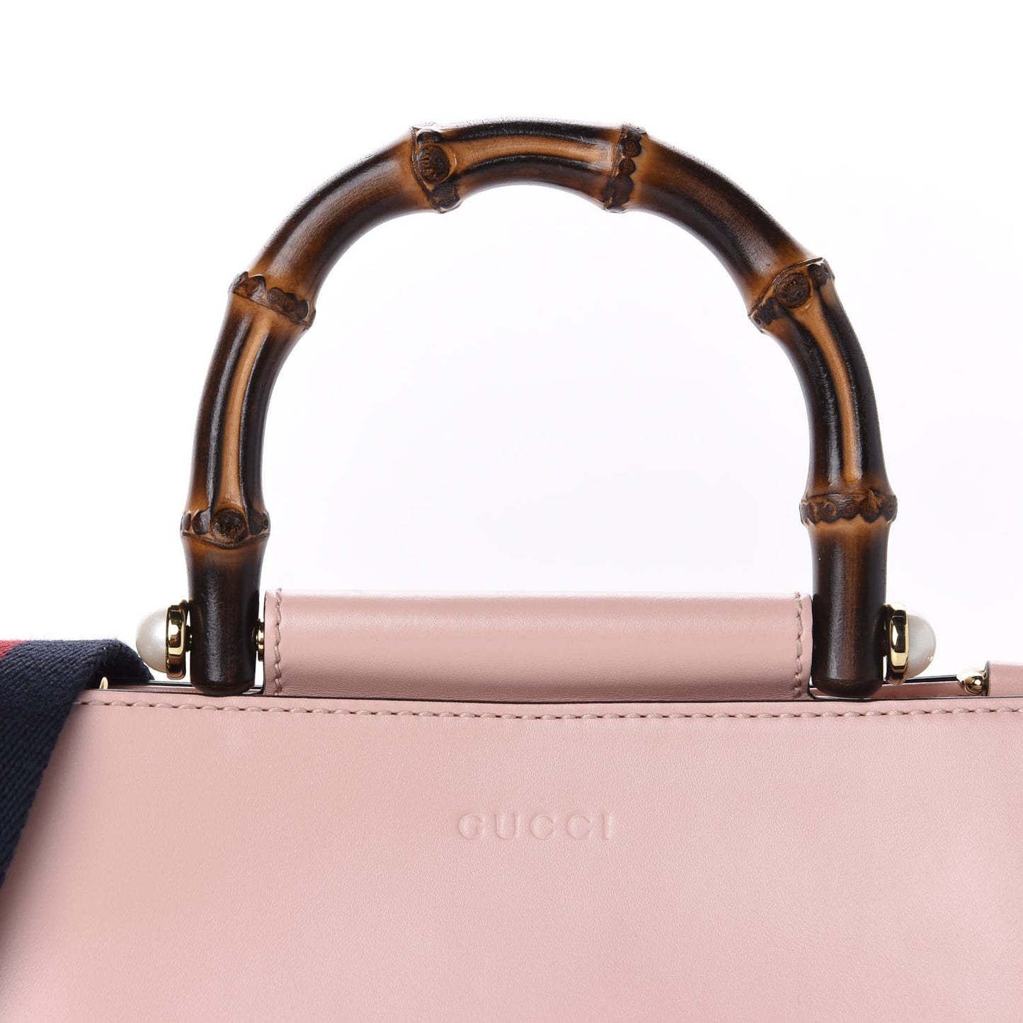 Nappa Bamboo Web Mini Nymphaea Top Handle Bag Perfect Pink Mystic White