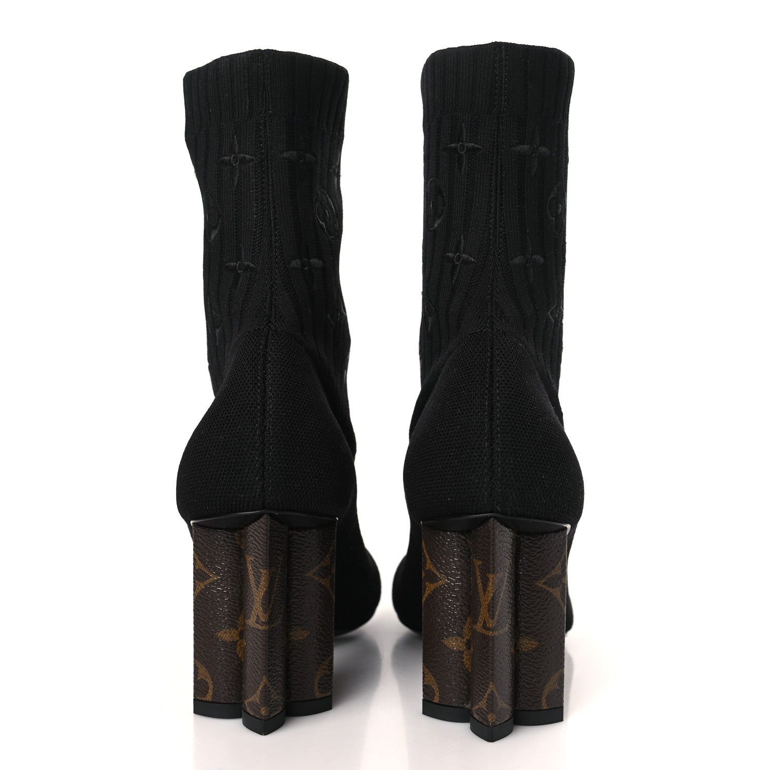 Louis Vuitton Monogram Stretch Fabric Silhouette Ankle Boots 36.5 Black 5 of 8