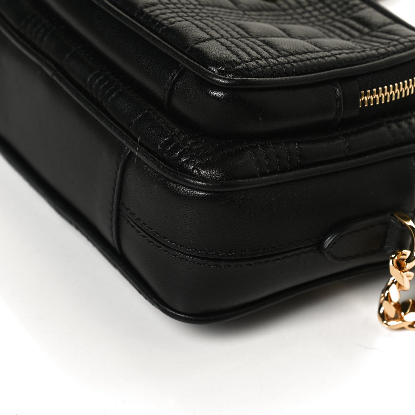 Lambskin Quilted Mini Camera Bag Black