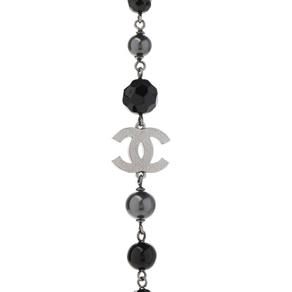 Chanel Ruthenium Pearl Beaded CC Long Necklace Black 4 of 6