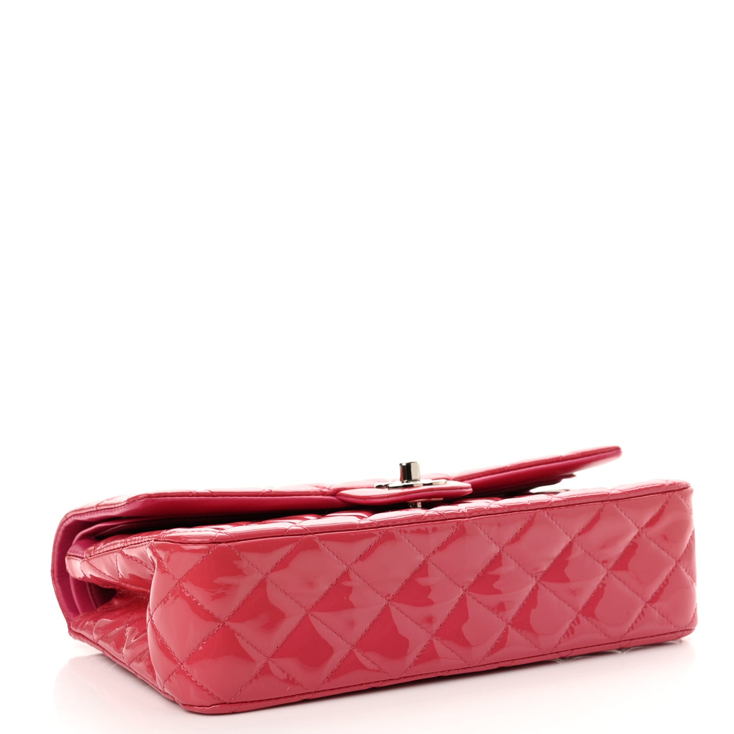 Patent Calfskin Quilted Medium Double Flap Pink