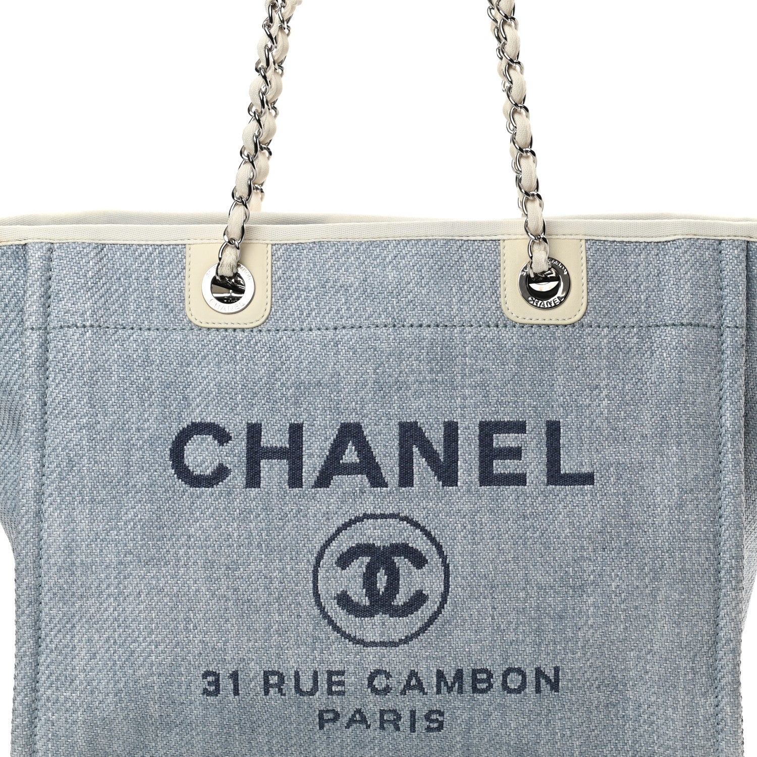 Chanel Canvas Small Deauville Tote Denim Blue 8 of 10