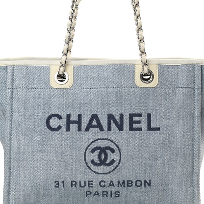 Chanel Canvas Small Deauville Tote Denim Blue 8 of 10