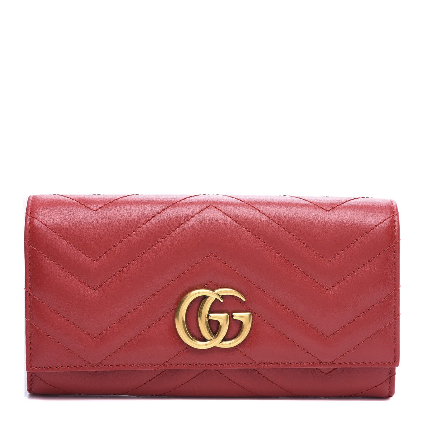 Calfskin Matelasse GG Marmont Continental Wallet Hibiscus Red