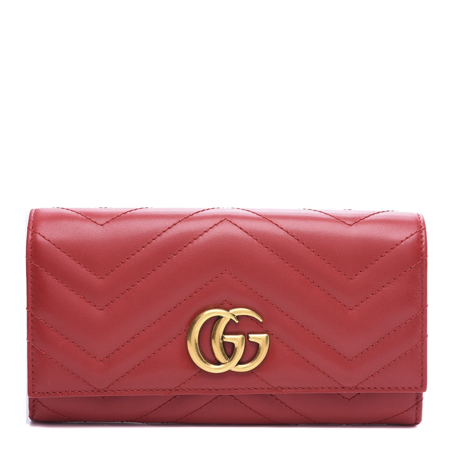 Gucci Calfskin Matelasse GG Marmont Continental Wallet Hibiscus Red 1 of 9