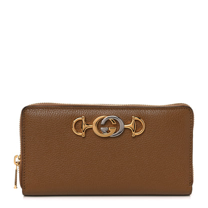 Gucci Grainy Calfskin Zumi Zip Around Wallet Friky Taupe 1 of 8