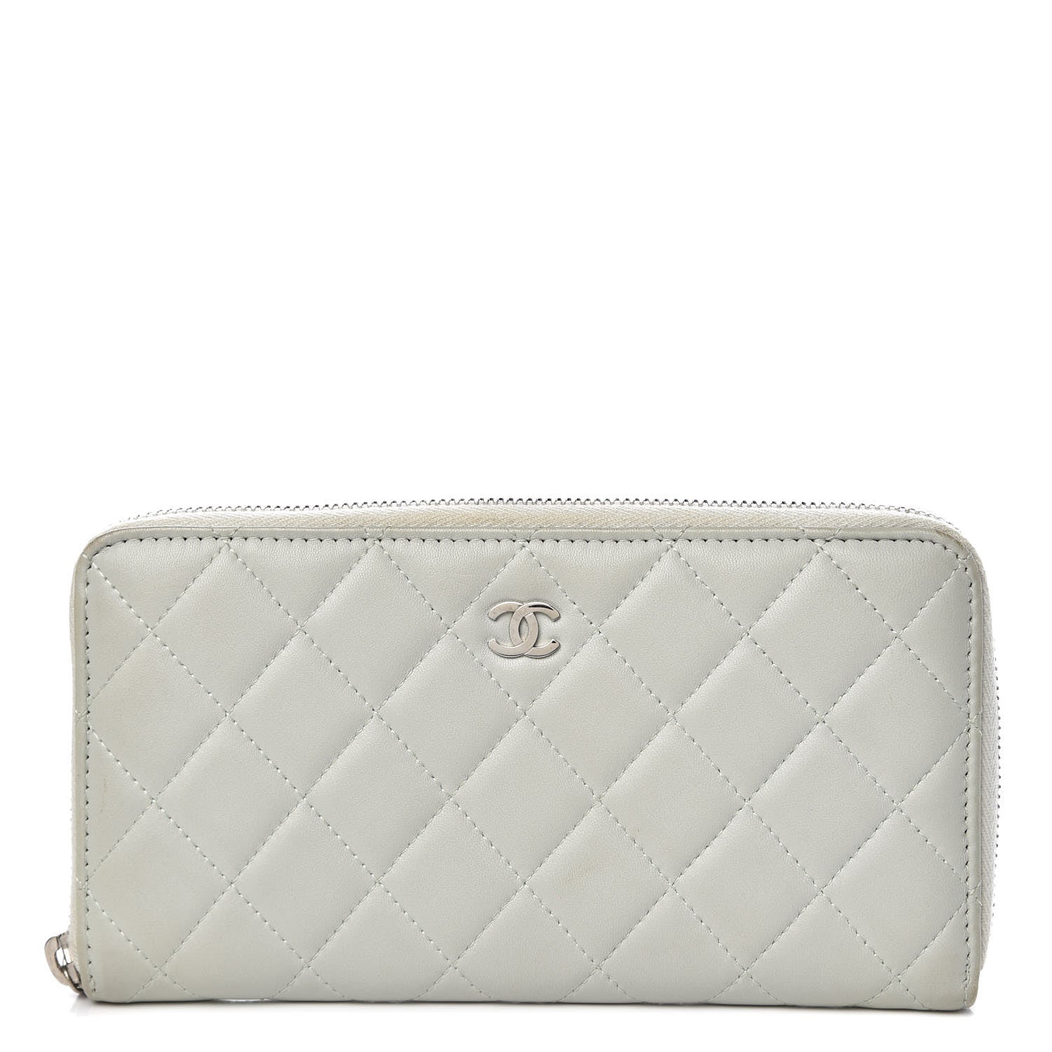 Chanel Lambskin Quilted Large Gusset Zip Around Wallet Light Green 1 of 14