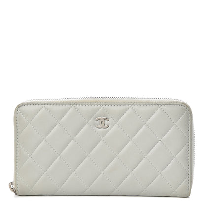 Chanel Lambskin Quilted Large Gusset Zip Around Wallet Light Green 1 of 14