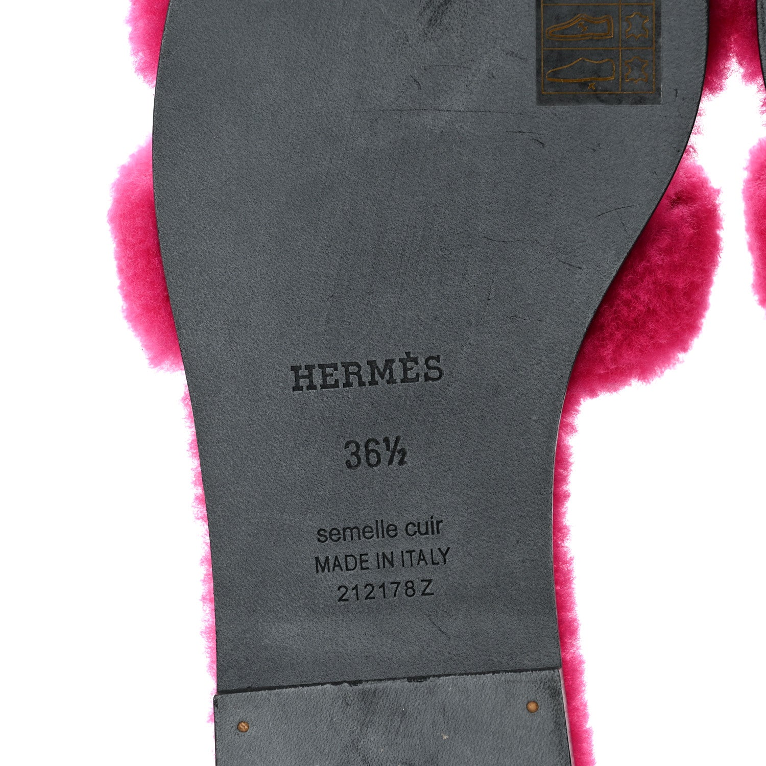 Hermes Woolskin Oran Sandals 36.5 Rose Fuchsia 7 of 7