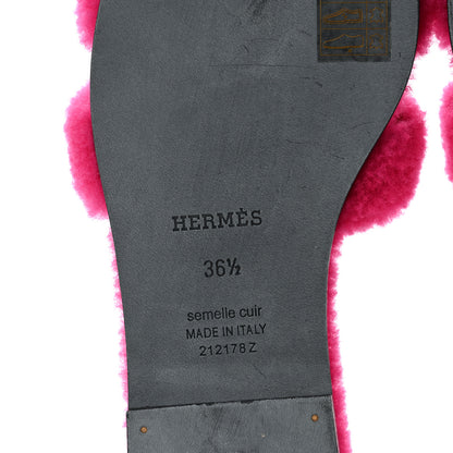 Hermes Woolskin Oran Sandals 36.5 Rose Fuchsia 7 of 7