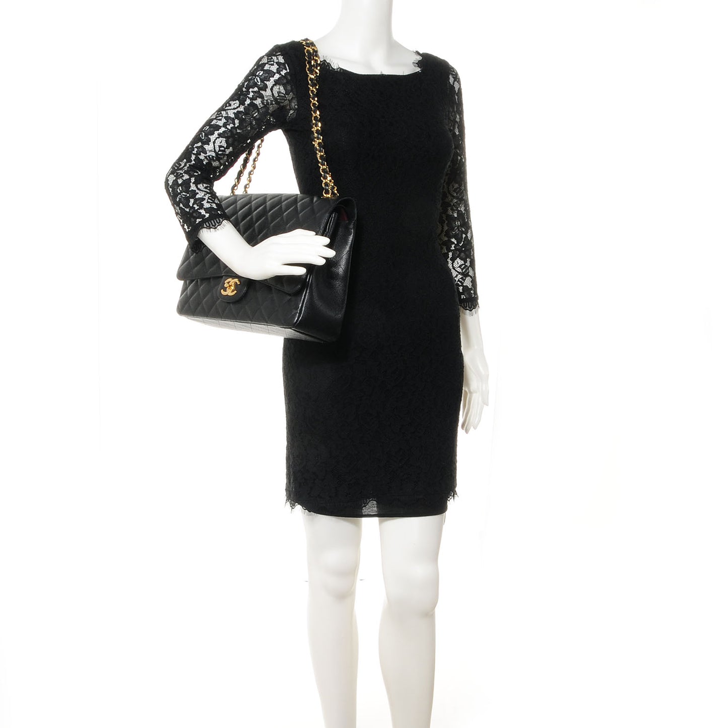 Caviar Quilted Maxi Double Flap Black
