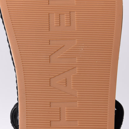 Chanel Cord Lambskin Quilted Logo Sandals 38 Black 8 of 11