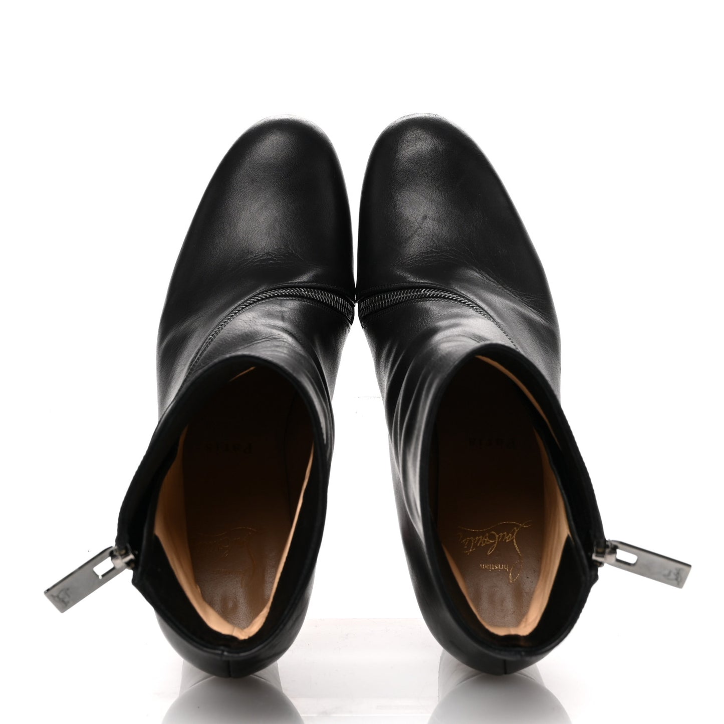 Calfskin Birgitta 100 Zip Around Ankle Boots 38.5 Black