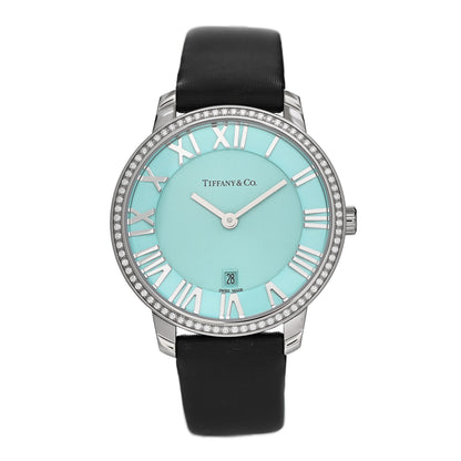 Tiffany Stainless Steel Satin Diamond Bezel 31mm Atlas 2-Hand Quartz Watch Tiffany Blue 1 of 5