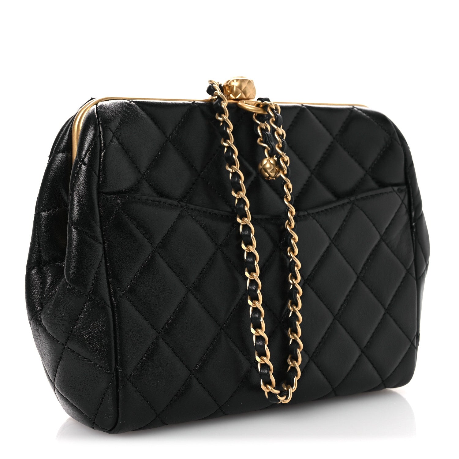 Chanel Lambskin Quilted Kisslock Flap Black 3 of 11