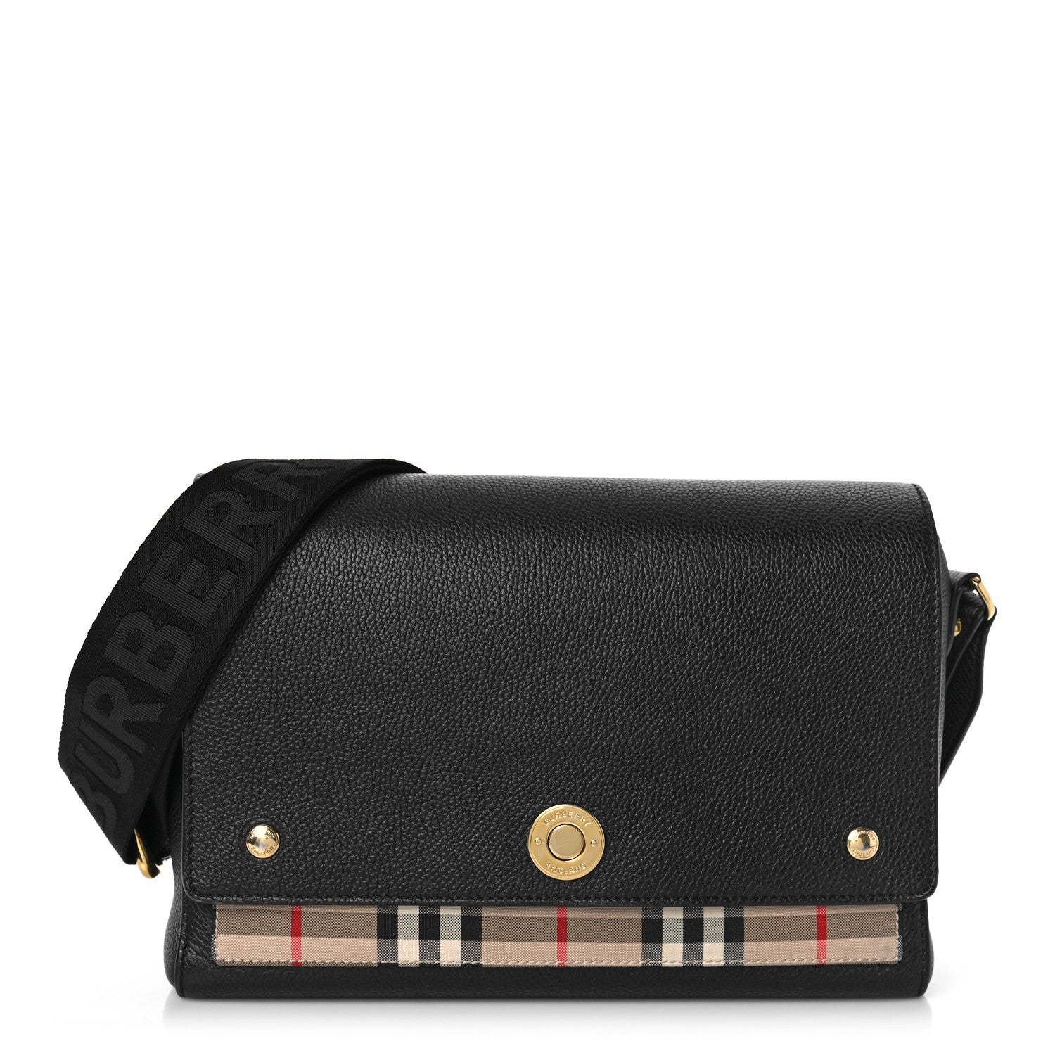 Burberry Grainy Calfskin Vintage Check Note Crossbody Bag Black 1 of 9