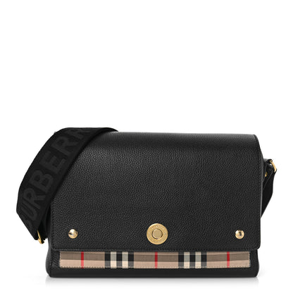 Burberry Grainy Calfskin Vintage Check Note Crossbody Bag Black 1 of 9