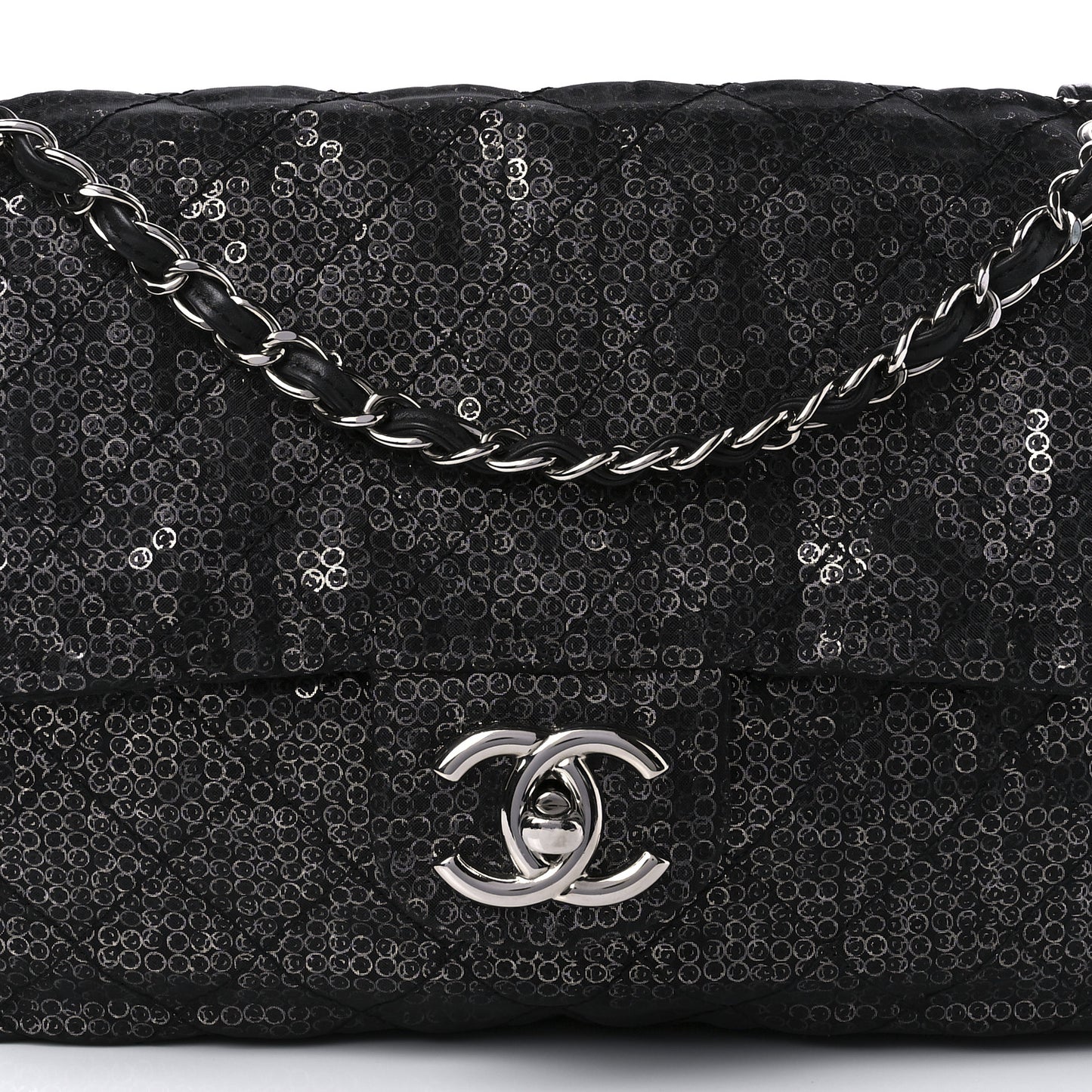Hidden Sequin Maxi Flap Black