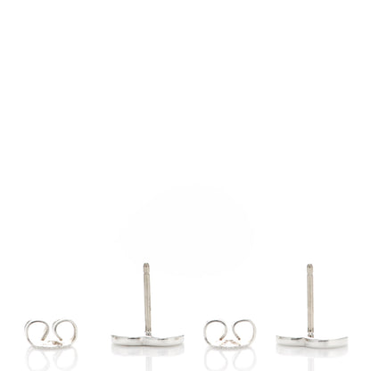 Tiffany Sterling Silver Diamond Mini Return To Tiffany Heart Tag Earrings 3 of 5