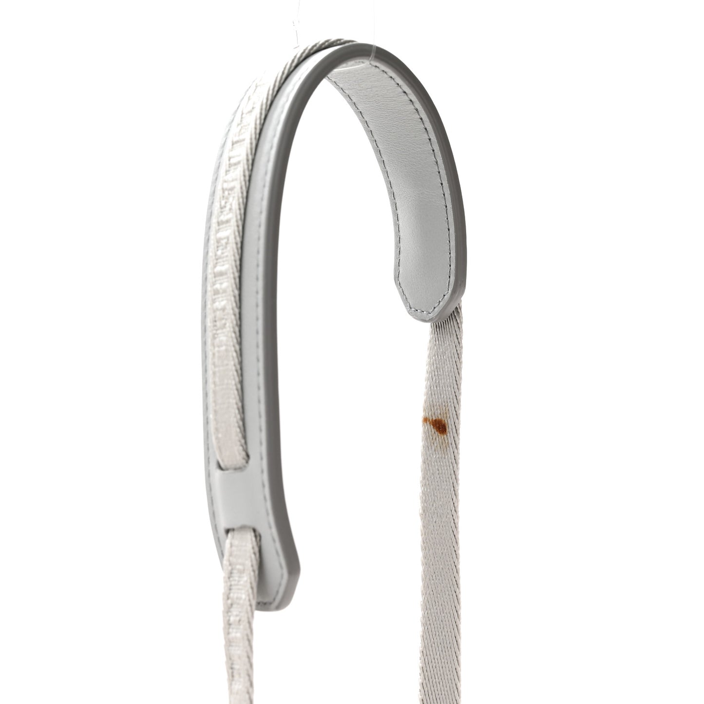 Oblique Stainless Steel Grained Calfskin Aqua Bottle With Shoulder Strap Off White