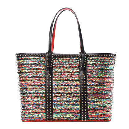 Christian Louboutin Calfskin Metallic Straw Spikes East West Cabata Tote Multicolor 1 of 11