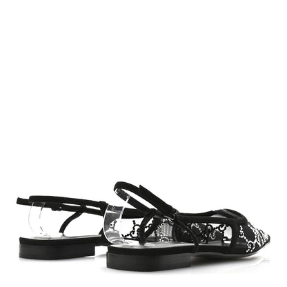 Gucci Tela Retino Kid Scamosciato Crystal GG Monogram Square Demi Ballet Flats 37 Black 5 of 11