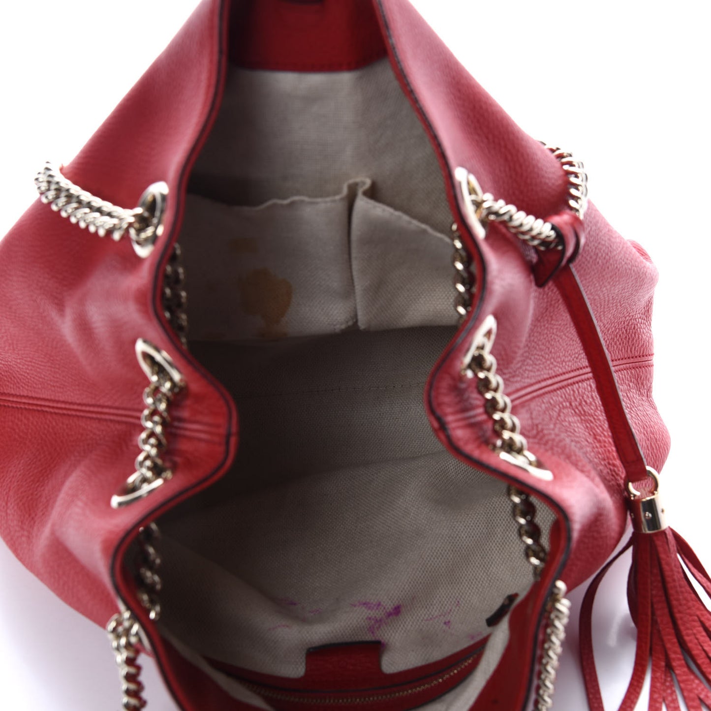 Pebbled Calfskin Medium Soho Chain Shoulder Bag Tabasco Red