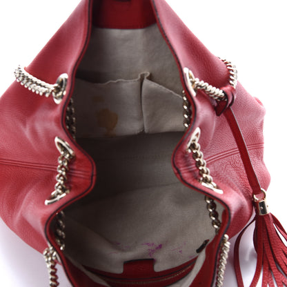 Gucci Pebbled Calfskin Medium Soho Chain Shoulder Bag Tabasco Red 5 of 12