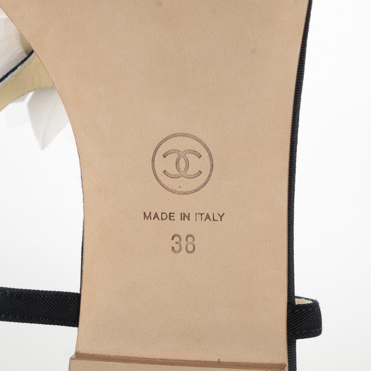Chanel Grosgrain Camellia Thong Sandals 38 Black White 6 of 7