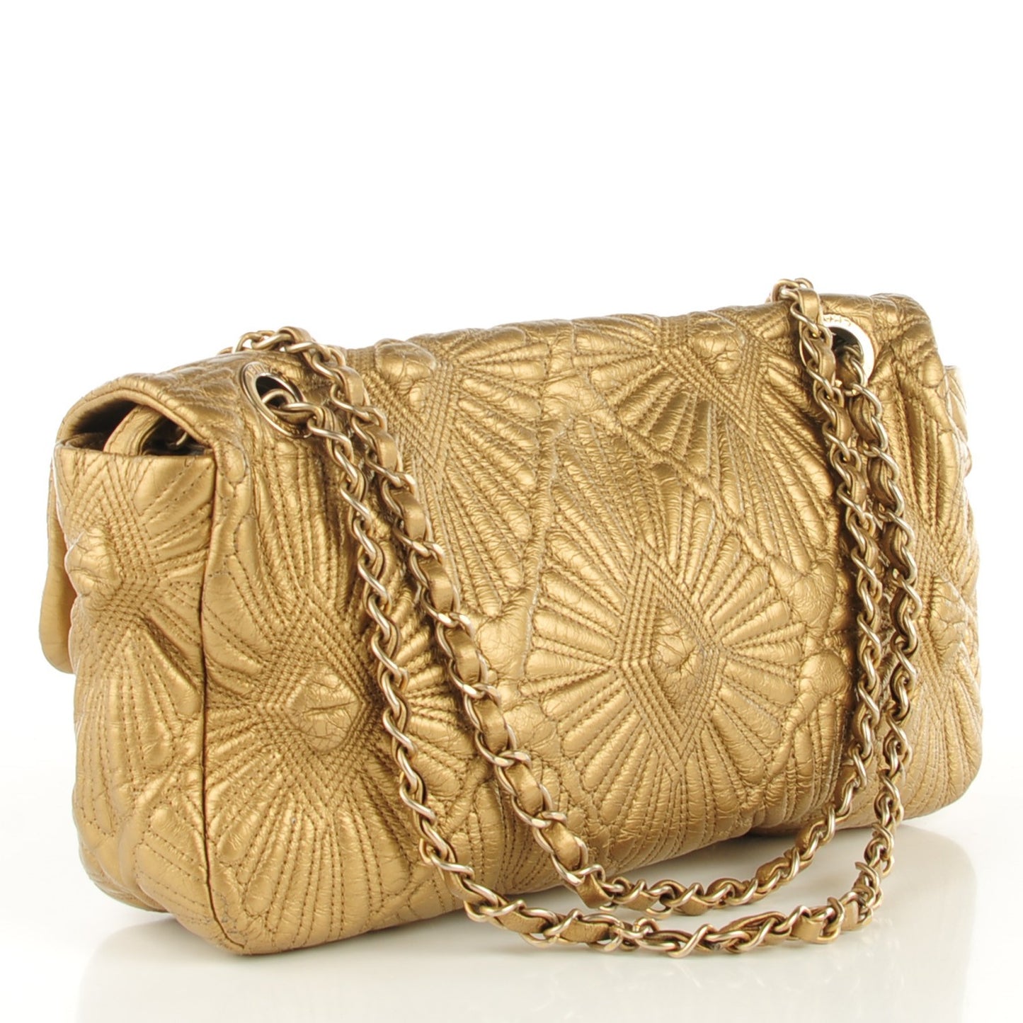 Calfskin Embroidered Ca D’Oro Flap Gold