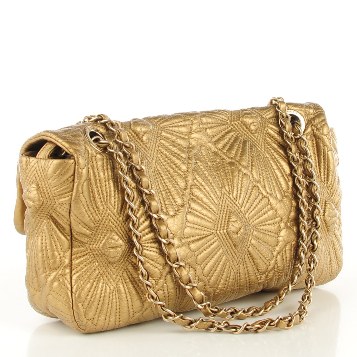Chanel Calfskin Embroidered Ca D’Oro Flap Gold 3 of 7