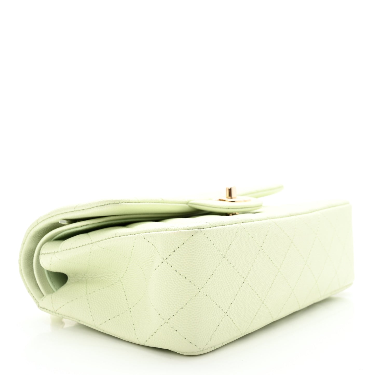 Caviar Quilted Small Double Flap Light Green
