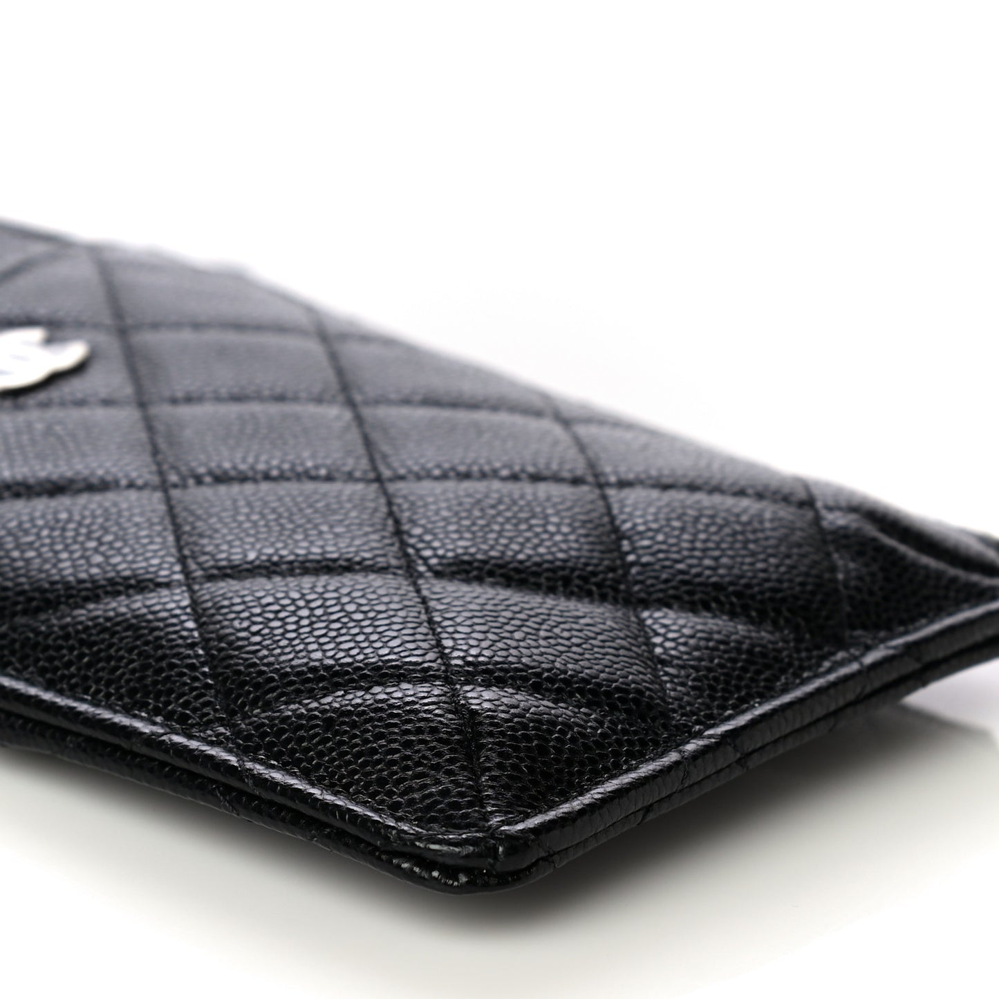 Caviar Quilted Classic Flat Wallet Pouch Black