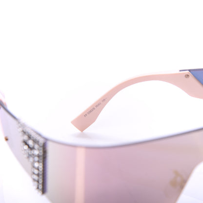 Fendi Mirrored Crystal Embellished FFreedom Shield Sunglasses FF 0382/S Pink 5 of 8