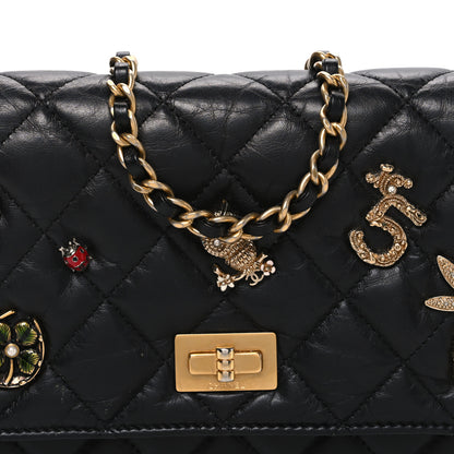 Chanel Aged Calfskin Lucky Charms 2.55 Reissue Wallet on Chain WOC Black 9 of 12