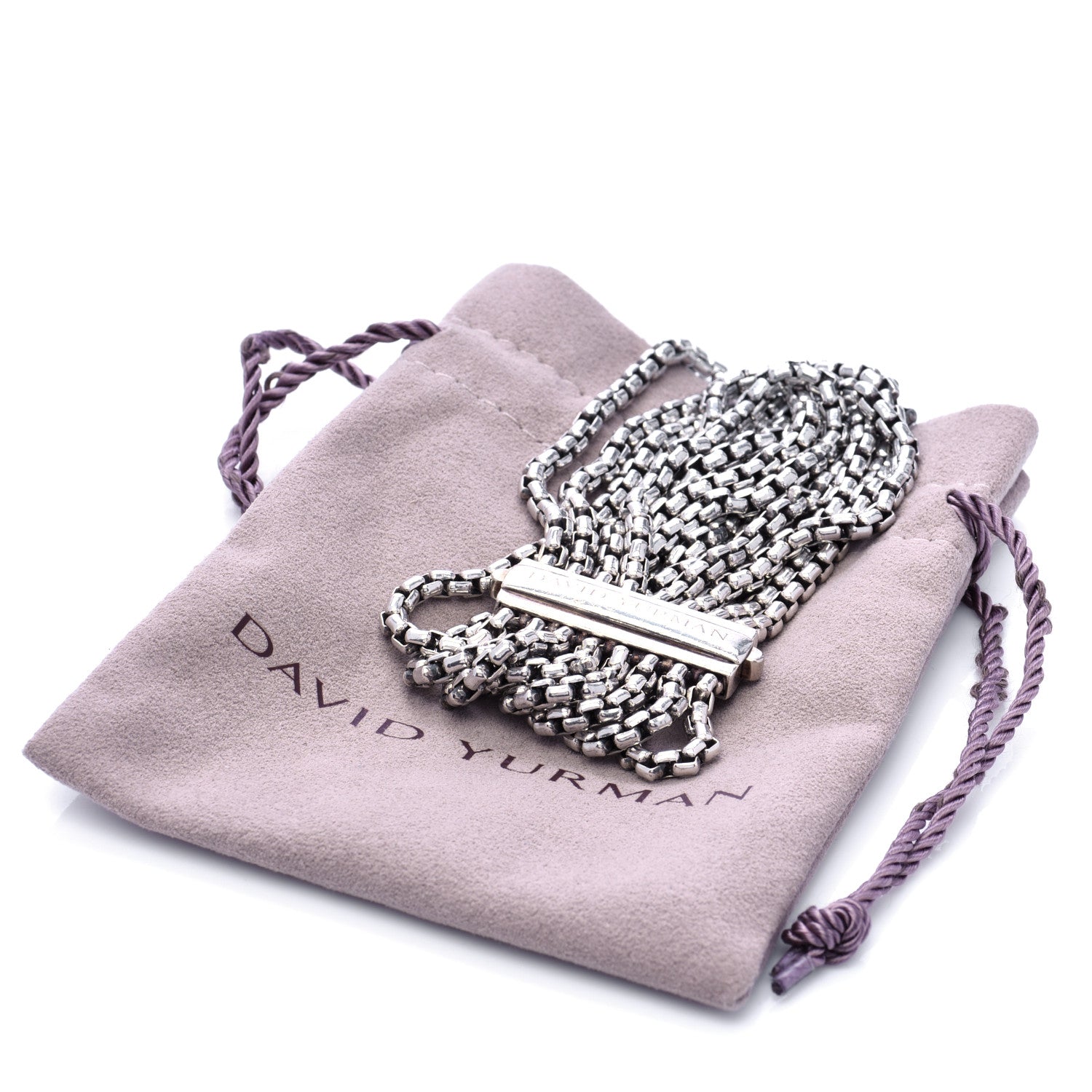 David Yurman Sterling Silver Eight-Row Box Chain Bracelet 6 of 6