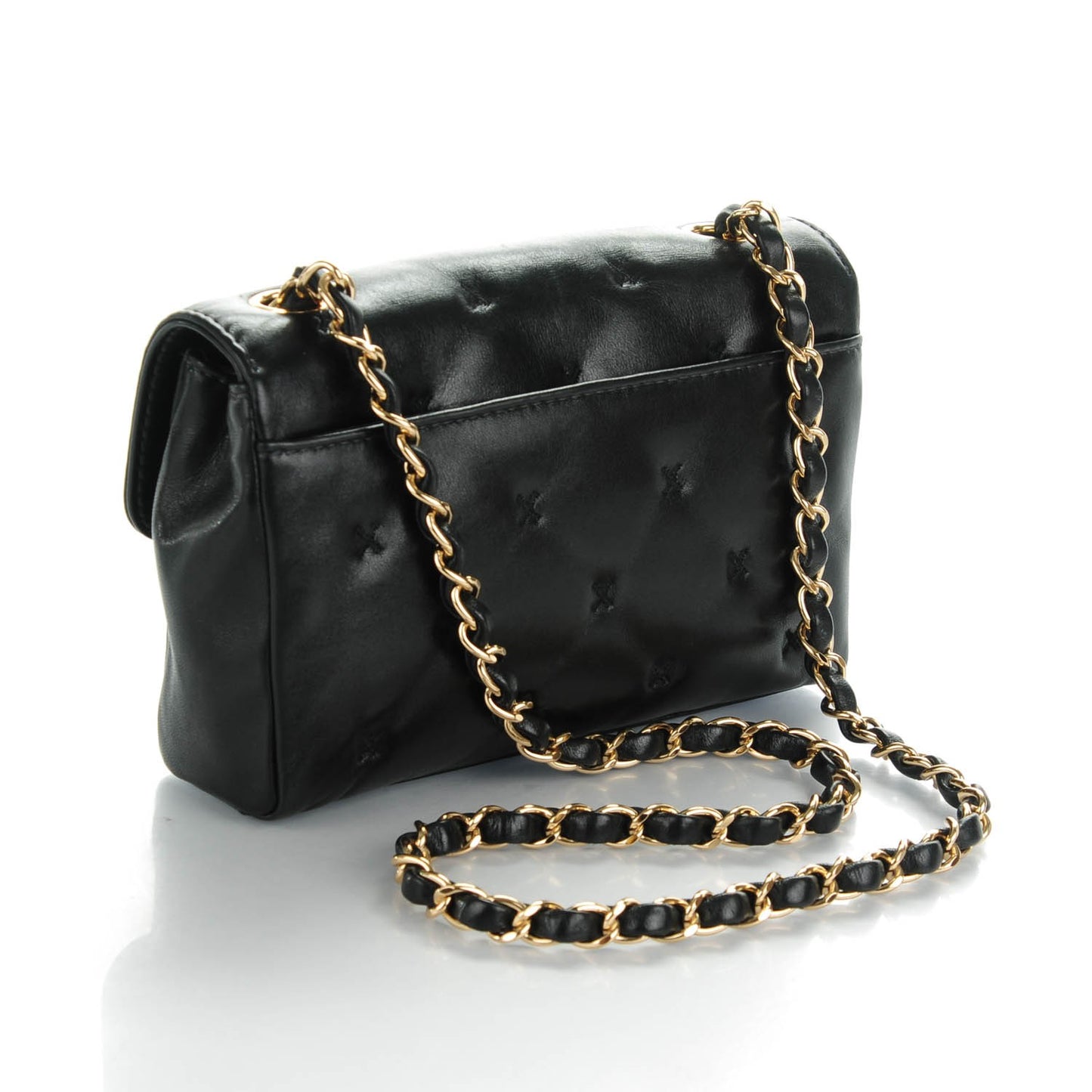 Lambskin Stitched Mini Flap Black